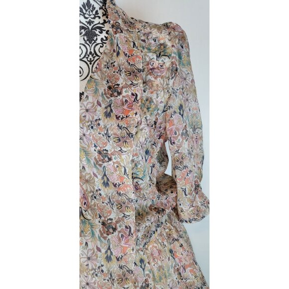 Zadig & Voltaire Rewel Mousseline  Mini Kaleido Floral Beaded Dress S - Picture 5 of 16